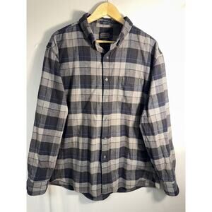 Pendleton Mason Plaid Flannel Shirt Mens XXL Gray Black Cotton Button Up